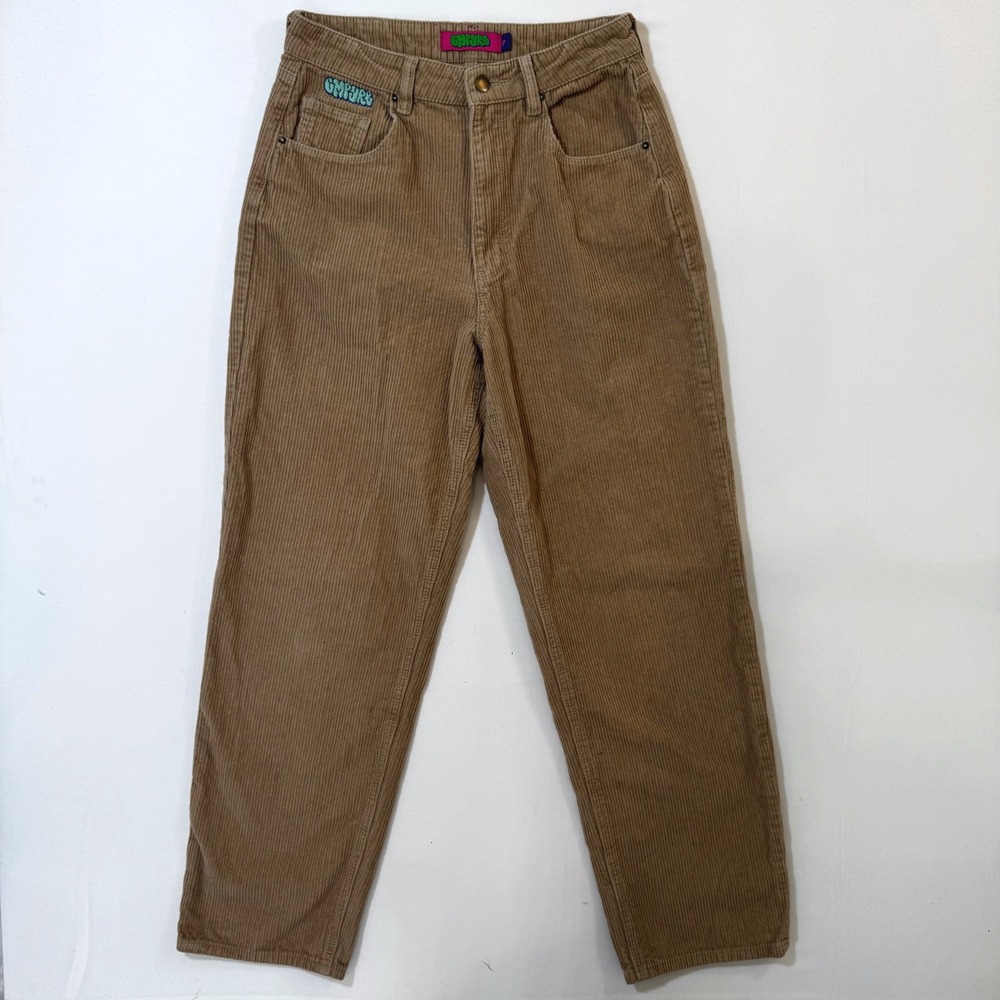 Empyre Women's Corduroy Pants High Rise Straight Tan 7 Y2K Skater Neutral Casual